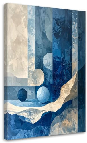 Feeby Bilder - Foto Geschenk - Blaue moderne Abstraktion - 80x120 1tlg - Leinwandbilder Wohnzimmer - Wandbild über dem Bett - Bild Schlafzimmer - Aesthetic Zimmer Deko - Modern Pictures