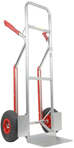 HBH Profi Sackkarre Alu 200kg Luftreifen TK200ALU04 Transportkarre Aluminium, Leichter Alurahmen poliert, kugelgelagertes Rad, Sicherheitsgriffe, ideal für Haus, Garten, Werkstatt & Umzug