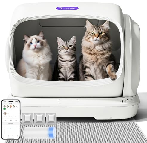 106L XXXL Selbstreinigende Katzentoilette Katzenklo Selbstreinigend | Elektrisches Katzenklo für Große Katzen, Automatisches Katzenklo mit Weiter Öffnung, APP, Sensorsystem und Einklemmschutz