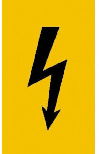 Betriebsausstattung24® Spannungszeichen (schwarzer Blitz) Warnschild, selbstkl. Folie, 3,70x7,40cm