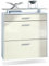 Vladon Schuhschrank Malea, hängender Schuhkipper für 16 Paar Schuhe mit 2 Klappen und 1 Schublade und Glasablage, Weiß matt/Creme Hochglanz (89 x 96 x 23 cm)