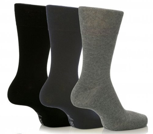 Gentle Grip 6 Pairs Mens Plain Black Navy Grey Everyday Cotton Socks, Size 6-11