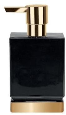 Spirella Seifenspender Roma Flüssigseifen-Spender Porzellan 300ml Schwarz/Gold, Unique