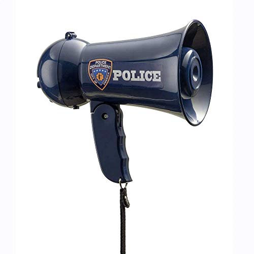 Dress Up America Rollenspiel Polizei Spielzeug - Megaphon des Polizeibeamten mit Sirenenton für Kinder – Rollenspiel-Bullhorn mit Sirenenton und Handmikrofon-Spielzeug, Blue