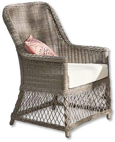 Loberon Sessel Fenris, wetterfest, schnelltrocknendes Sitzkissen, hoher Sitzkomfort, Gartenmöbel, Sitzmöbel, Outdoorsessel, Kunststoff, Aluminium, braun/Creme
