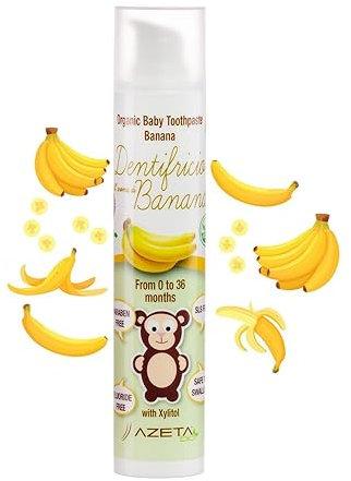 Organic Zahnpasta mit Bananengeschmack - Baby 0-3 Jahre - ohne Fluorid - AZETABio - 50 ml