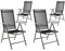 4er Set Klappstuhl schwarz 7-fach-verstellbar Gartenstuhl Aluminium Anthrazit mit Armlehne Hochlehner witterungsbeständig Rahmen anthrazit Balkonstuhl leicht stabil (Rahmenfarbe wählbar)