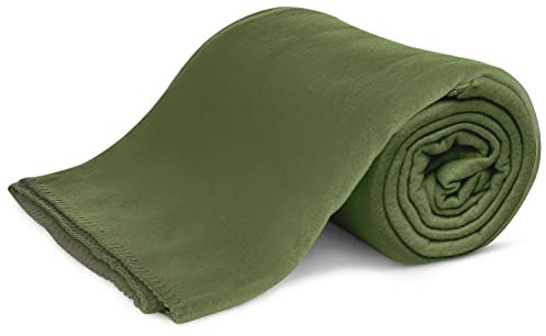 KiGATEX Polar-Fleecedecke – 130 x 160 cm – Oeko-TEX Standard 100 Zertifiziert – Kuschelige Fleece-Decke für innen & außen – Pflegeleicht als Sofa-, Sommer-, Hunde- oder Tagesdecke – Oliv