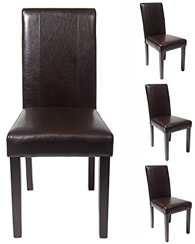 MCC Set of 4 Faux Leather Dining Chairs For Home & Commercial Restaurants [Brown* Black* Red* Cream*] (Brown)