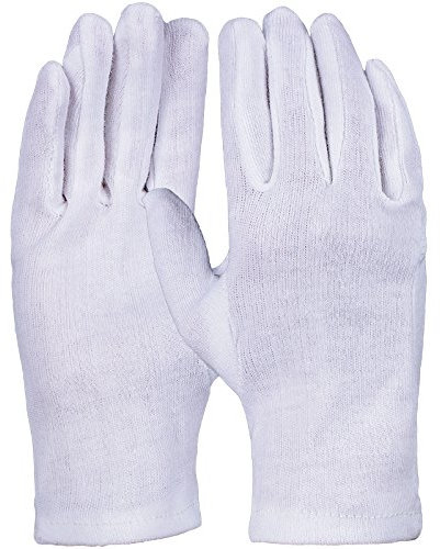 PRO FIT Baumwoll-Trikot-Handschuh 12er Pack – Atmungsaktiver Schutzhandschuh, 100% Baumwolle, Allergiehandschuh, Weich & Passgenau - Reinweiß, Gr. 8
