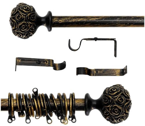 Bastone per Tende Shabby Chic Black & Gold Rose Collection 120-210 cm