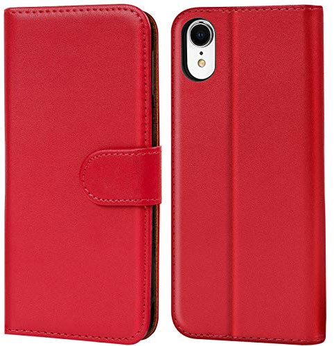 Verco iPhone XR Hülle, Handyhülle für Apple iPhone XR Tasche PU Leder Flip Case Brieftasche - Rot