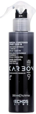 ECHOSLINE Karbon 9 Holzkohle Conditioner 2-Phasen Leave In - Zwei-Phasen Holzkohle Conditioner - 200 ml