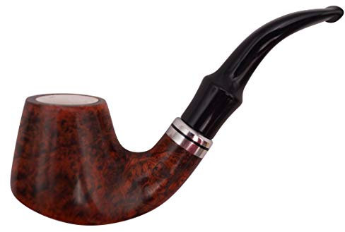GERMANUS Tabakpfeife - Made in Italy - Pfeife Bent mit Meerschaum Einsatz und Pfeifenbeutel, 9mm Filter, Nr. 14