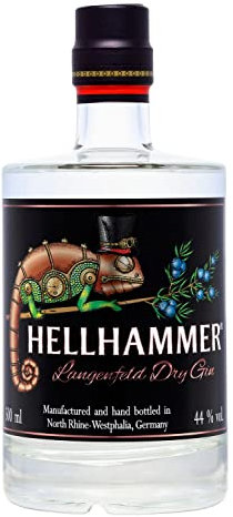 Hellhammer Langenfeld Dry Gin ideal für Gin Tonic, Cocktails oder puren Genuss. International Gold prämierter London Dry Gin | Micro Batch | Maximal 300 Liter pro Batch | handabgefüllt