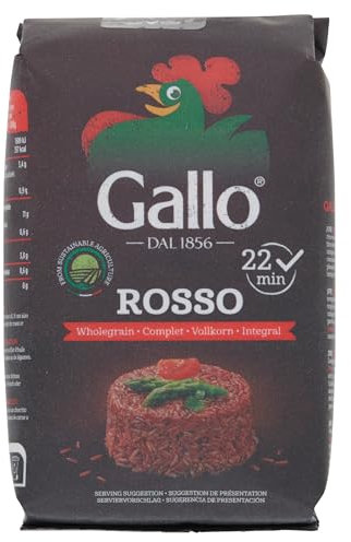 Riso Gallo Rosso Rustico, Vegan Red Wholegrain Rice Produced from Sustainable Agriculture, 500 g (Pack of 1)
