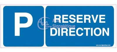 AUA SIGNALETIQUE - Panneau Parking réservé direction-B - 200x75 mm, PVC 1.5mm