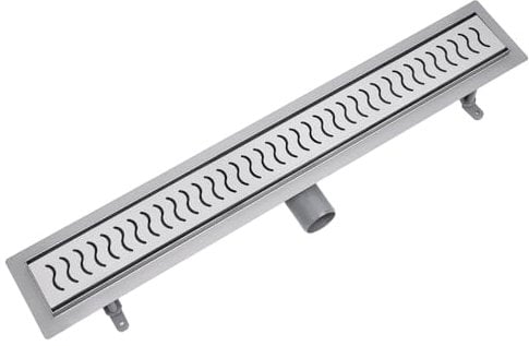 VOGI Duschrinne Edelstahl Komplettset mit dem Rost ONDA Haarsieb Rinne mit Siphon Montagefüße Inklusive mit Dichtmanschette Doppelkammer Bodenablauf Länge 60 cm