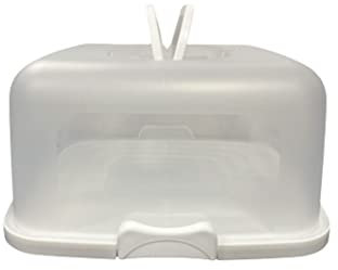 St@llion White Lightweight, Plastic Square Cake Box with 4 Locking Clips- Safe Storage | Durable | Cakes | Sandwiches