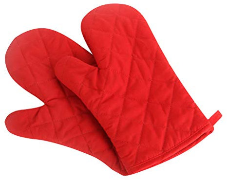 Klmnop Oven Mitts Kitchen Cotton Cute Long Microwave Oven Gloves, Heat Resistant Glove for Cooking, Food, Frying, Baking Premium Durable Mitts 1 Pair Red