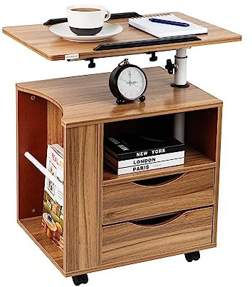 Mind Reader Stehpult, Laptop-Computerständer, höhenverstellbar, MDF, 60 cm L x 40 cm B x 67 cm H, Braun und Silber