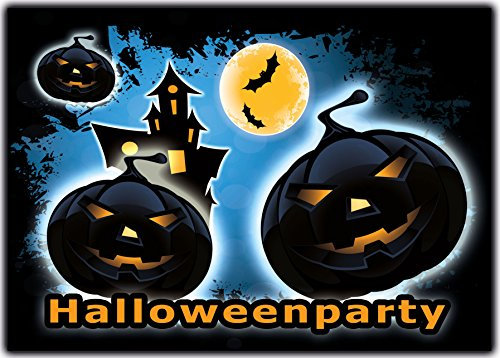 Kartenuniversum Halloween Einladung zur Halloweenparty Einladungskarten Grusel-Party Horror-Party Geburtstag Sarg Kindergeburtstag Kinder (Blau)