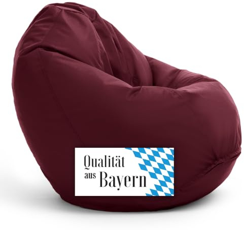 Bruni Kinder-Sitzsack Classico S in Bordeaux – Sitzsack mit Innensack für Kinder, Abnehmbarer Bezug, lebensmittelechte EPS-Perlen als Bean-Bag-Füllung, aus Deutschland