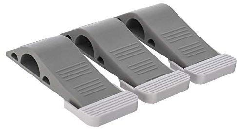 FiNeWaY 3 Door Wedge Heavy Duty Rubber Door Wedge with Holder - Non-Slip Door Jammer - Ideal for Homes, Offices and Workshops - Grey