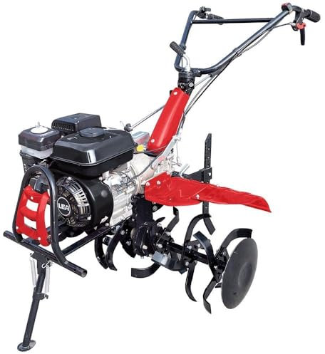 Motoculteur Thermique tracté 212cc Travail jusqu'à 102cm 2 Vitesses AV 1 AR Guidon Ajustable Lea LE42212-97W21 Noir