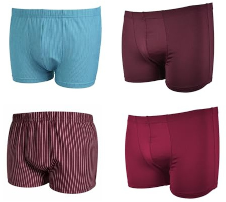 Frank Fields 4 Boxershorts Herren Boxer 6/L- Uni Mix 23 - dezenten Farben feinstes Micropolyester größe grösse gr. 48-50 52-54 56-58