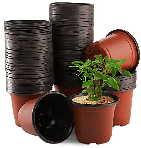 DEAYOU 200 PCS 4 Plastic Nursery Pots, Small Seedling Pots with Drainage Holes, Plant Potting Pots Containers for Garden, Indoor, Outdoor