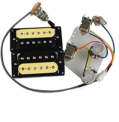 Humbucker Gitarren-Pickups Humbucker-Pickups Hals- Und Bridge-Pickup 4C-Kabel-Kabelbaum Push-Pull-Soll-Set Für Gibson Epiphone-Gitarre (Color : Zebra Black Frame)