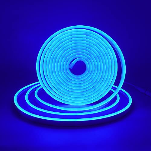 XUNATA USB Neon LED Strip mit Schalter, 5V 2835 120leds/m Neon Schlauch Diffusion Wasserdicht Neon Flex LED Lichtband Streifen (Blau, 1M)