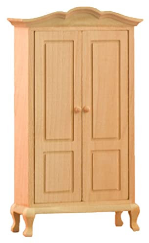 STOBOK Puppenhaus Schrank Holz Mini Kleiderschrank: Miniatur Holzschrank Puppenstube Miniatur Möbel 1: 12 Puppenhaus Vitrine Möbel Schlafzimmer Wohnzimmer Zubehör Mikrolandschaft Dekoration
