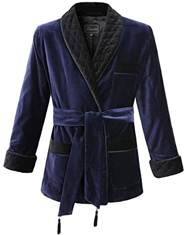 Lucasini Herren-Smoker-Jacke, Samt, komplett mit Satin gefüttert