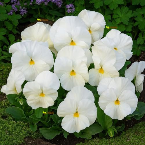 Pansy Swiss White lady 300 seeds + Plant tag + Freebie - Viola wittrockiana