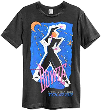 Amplified Serious Moonlight Unisex Adult David Bowie T-Shirt (S) (Charcoal)