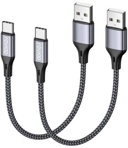 RAVIAD Cable USB C 2Pack 30CM, Cable Cargador Tipo C Carga Rápida y Sincronización Nylon Carga Cable USB C para Samsung S21 S20 S10 S9 S8 Note 20 10 Redmi Note 11 10 Huawei P40 P30 P20 LG Google