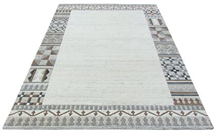 Nepal Teppich Handgeknüpft Beige 100% Wolle Orientteppich Compatible with Braun 160X220 cm N-150