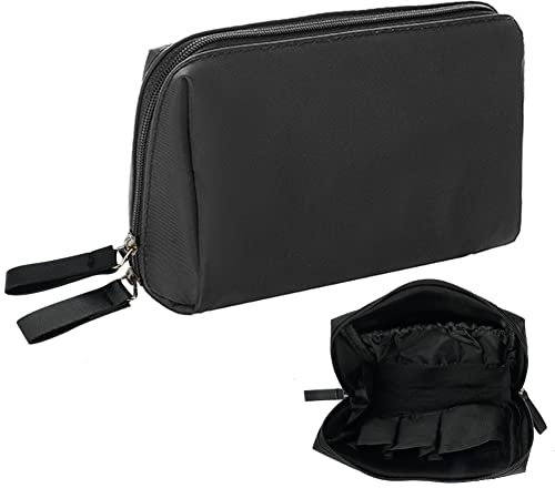 Wasserdicht Kosmetiktasche Klein Schwarz,Reise Make Up Tasche Nylon Klein, Tragbare Schminken Organizer Tasche Kleines,Aufbewahrungstasche Klein Tasche für Kurze Reisen, Die In Ihr Gepäck Passen