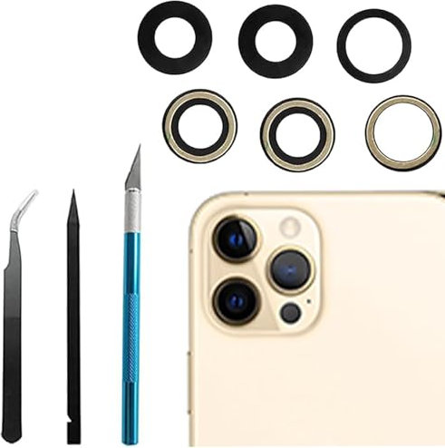 3pcs Max Sapphire Rear Back Camera Glass Lens Replacement for iPhone 12 pro with Preinstalled Adhesive and Repair Toolkit Replacement