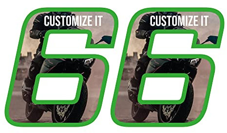 labelbike - Pair of Custom Motorcycle Number Stickers - number height 8 cm Custom number 6