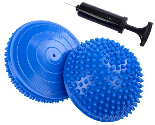 CampTeck U7248 Cuscino Equilibrio Balance Mezza Sfera Riccio, Balance Pad Cupola con Pompa a Mano - Confezione da 2 - Blu