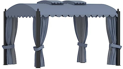 Tendone per Feste Tenda Garage Gazebo Professionale Gazebo con Tende 3x4 cm Antracite in AcciaioAdatto per matrimoni, all'aperto, giardino, feste