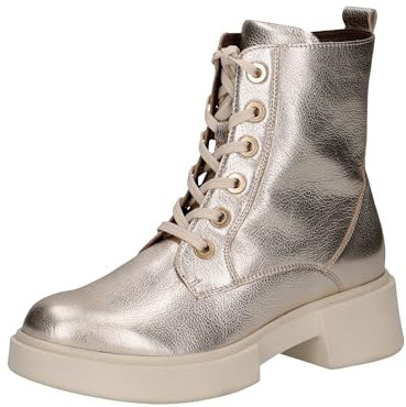 CAPRICE Damen Stiefeletten zum Schnüren aus Leder mit Reißverschluss, Metallisch (Platin Metal.), 41 EU