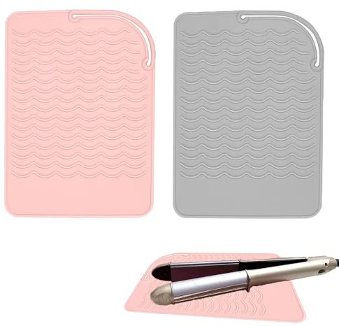 2 Pezzi Tappetino Resistente al Calore per Capelli Piastra per Capelli in Silicone Isolamento Termico pad Tappetino Termico in Silicone, per Piastra e Arricciacapelli