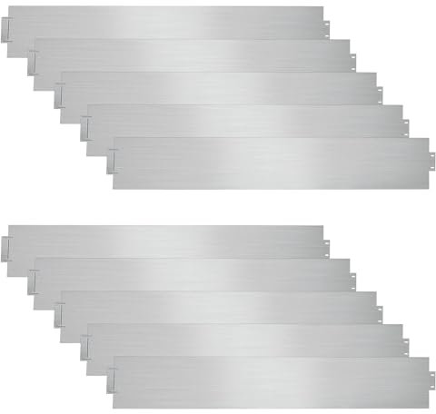 Cecaylie Rasenkante Metall Beetumrandungen Rasenkante Verzinkt Blumenbeet Umrandung Rasenkantenblech 5m 10m 15m 20m 25m 30m 35m 40m 45m 50m Mähkante Palisade, Silber (Länge 10m - Höhe 18cm)