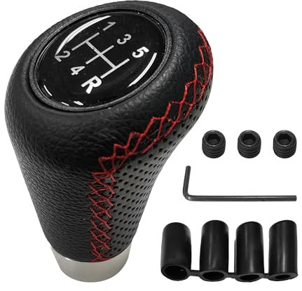 KRYMSON 1 pieza palanca de cambios de 5 velocidades para el coche con accesorios, palanca de cambios manual de cuero, botón de decoración del coche, accesorios de accesorios, adecuado para la mayoría