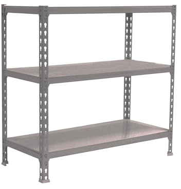 Simon Rack Metallregal 900x1100x400 mm - Simonclick | 3 Höhen, Metallablage, Biegepunkt 200 kg, Korrosionsschutzlackierung, Klicksystem-Montage, Grau