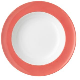 Thomas Sunny Day Soft Red - Plato hondo de porcelana con bandera, plato de ensalada, plato redondo, plato hondo, vajilla para lavavajillas y microondas, altura 4,2 cm, 0,4 l, borde rojo